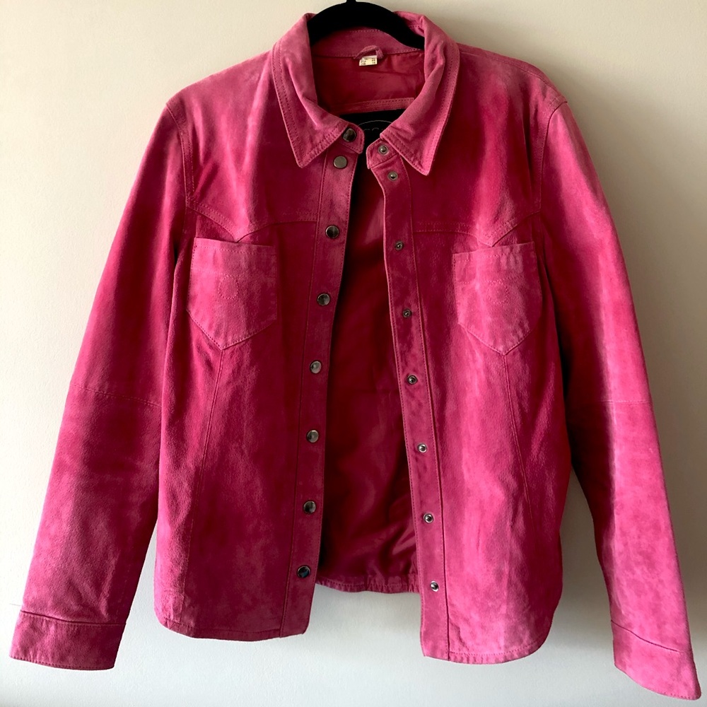 Vintage Pink Cowboy Leather Button-down Shirt